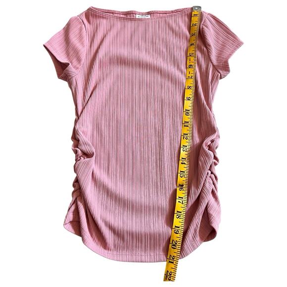 Abercrombie Kids T-Shirt Short Sleeve Pink Ruched Sides Blouse Top Size 13/14 - Picture 4 of 5